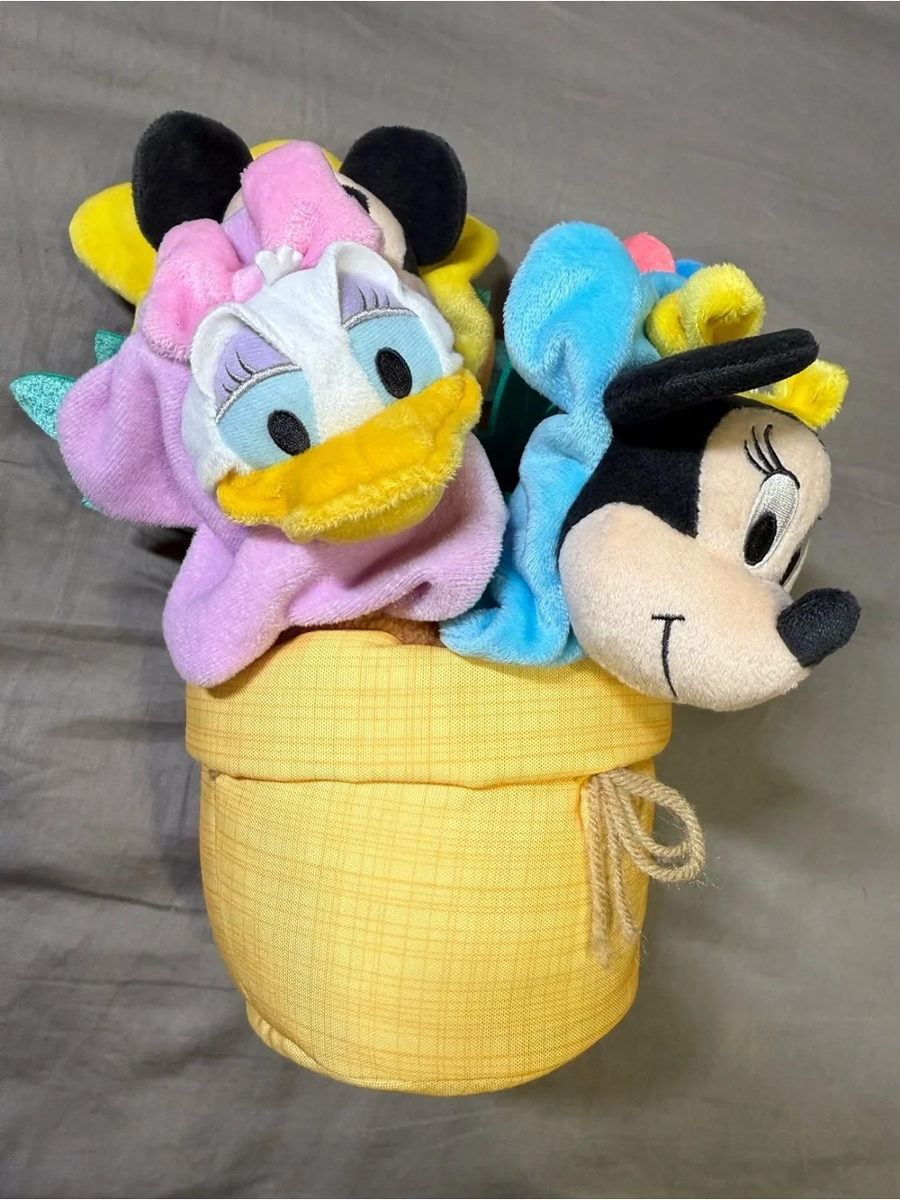 Disney Blooming Buddies Mickey Minnie Donald Daisy Plush Flower Pot Rare